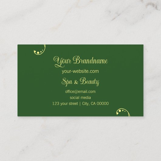 黄モダン色と緑と華美ポートレート写真 名刺 (裏面)