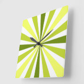 黄モダン色と緑のストライプの時計 スクエア壁時計 (傾斜)