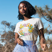 黄モダン色と緑の春の花ハッピーイースター Tシャツ