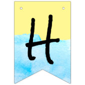 黄モダン色と青の水色ハッピーリタイア バンティングフラッグ (第1の旗)