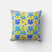 黄モダン色と青の花装飾用クッション クッション (正面)