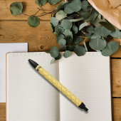 黄モダン色と黒の幾何学模様モノグラム 黒ボールペン