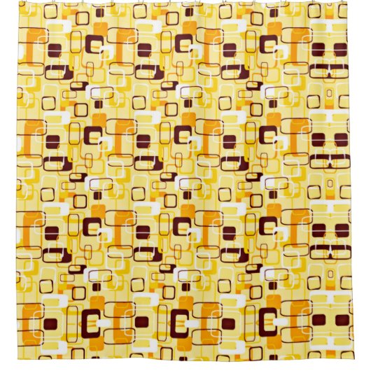 黄モダン色と黒の抽象芸術スタイル シャワーカーテン (正面)