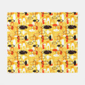 黄モダン色と黒の抽象芸術スタイル フリースブランケット (正面(横))