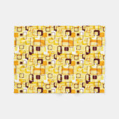 黄モダン色と黒の抽象芸術スタイル フリースブランケット (正面(横))