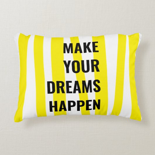 黄モダン色のストライプと夢の実現 アクセントクッション (正面)