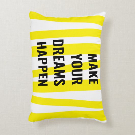 黄モダン色のストライプと夢の実現 アクセントクッション (正面(垂直))