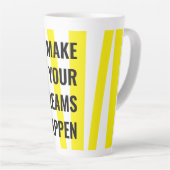 黄モダン色のストライプと夢の実現 カフェラテマグ (右アングル)