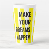 黄モダン色のストライプと夢の実現 カフェラテマグ (正面)