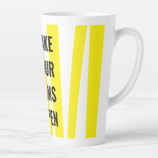 黄モダン色のストライプと夢の実現 カフェラテマグ (右)