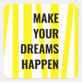 黄モダン色のストライプと夢の実現 スクエアシール (正面)