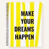 黄モダン色のストライプと夢の実現 ノートブック (正面)