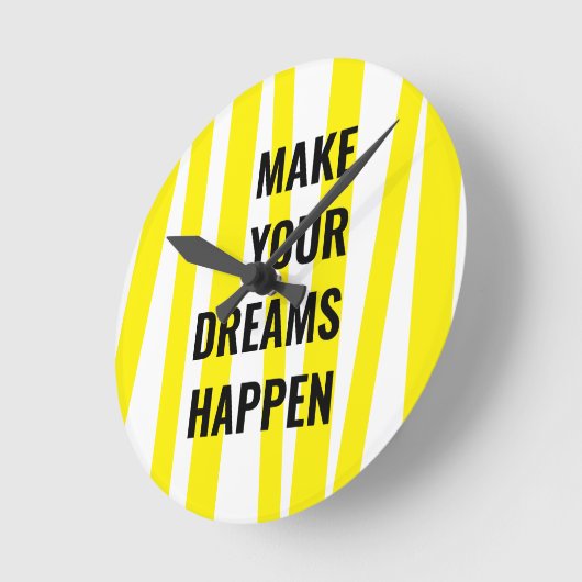 黄モダン色のストライプと夢の実現 ラウンド壁時計 (傾斜)