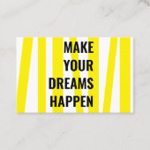 黄モダン色のストライプと夢の実現 名刺 (正面)