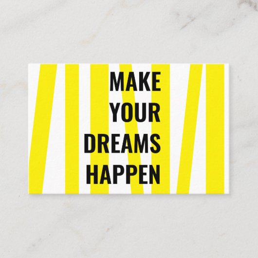黄モダン色のストライプと夢の実現 名刺 (正面)