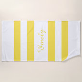 黄モダン色のストライプパターン名 ビーチタオル (正面)