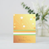 黄モダン色のストライプ誕生日招待状 招待状 (スタンド正面)