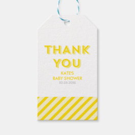 黄モダン色のストライプ ギフトタグ