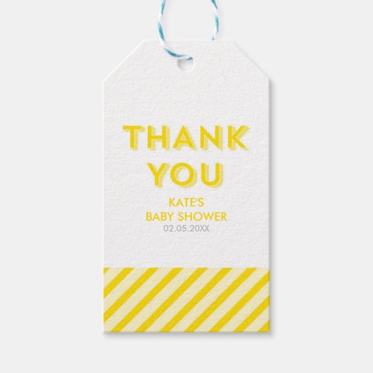 黄モダン色のストライプ ギフトタグ (正面)