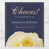 黄モダン色のバラフローラ/の応援結婚 ワインラベル (シングルラベル)