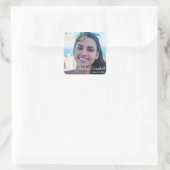 黄モダン色の卒業表紙 スクエアシール (バッグ)