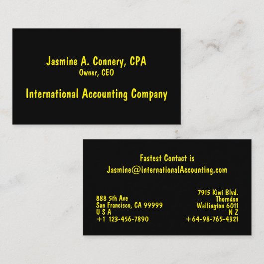 黄モダン色の名刺 名刺 (正面/裏面)