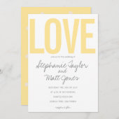 黄モダン色の愛はっきりした。 招待状 (正面/裏面)