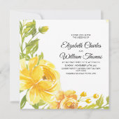 黄モダン色の水結婚花 招待状 (正面)