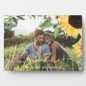 黄モダン色の水色ひまわり結婚花写真 フォトプラーク (正面)