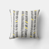 黄モダン色の灰色のヘリンボーン模様 クッション (裏面)