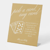 黄モダン色の結婚トランプ台座の標識 台座サイン (正面)