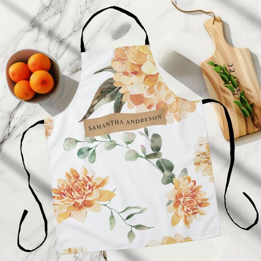 黄モダン色の花とクラフトパーソナライズされたギフト エプロン