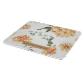 黄モダン色の花とクラフトパーソナライズされたギフト カッティングボード (角)