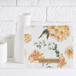 黄モダン色の花とクラフトパーソナライズされたギフト カッティングボード