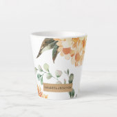 黄モダン色の花とクラフトパーソナライズされたギフト カフェラテマグ (正面)