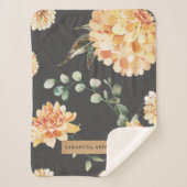 黄モダン色の花とクラフトパーソナライズされたギフト シェルパブランケット (正面)