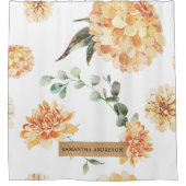 黄モダン色の花とクラフトパーソナライズされたギフト シャワーカーテン (正面)