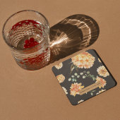 黄モダン色の花とクラフトパーソナライズされたギフト スクエアペーパーコースター