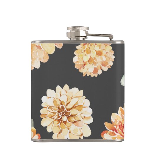 黄モダン色の花とクラフトパーソナライズされたギフト フラスク (裏面)