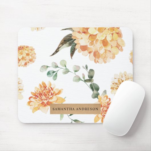 黄モダン色の花とクラフトパーソナライズされたギフト マウスパッド (マウス)