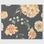 黄モダン色の花模様 ラッピングペーパー (フラット)