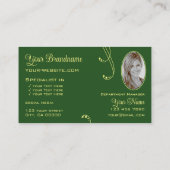 黄モダン色の華美緑（ロゴと写真） 名刺 (裏面)