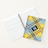 黄モダン色の青い格子状タータンチェックパーソナライズされた名 ノートブック (内部)