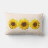 黄モダン色ひまわりオンアイボリー ランバークッション (裏面)
