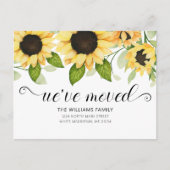 黄モダン色ひまわり水カラーフローラ移動 案内ポストカード (正面)