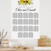 黄モダン色ひまわり18テーブル座席表 ポスター (キッチン)