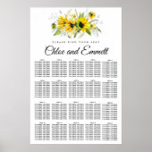 黄モダン色ひまわり20テーブル座席表 ポスター (正面)