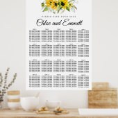 黄モダン色ひまわり20テーブル座席表 ポスター (キッチン)