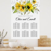 黄モダン色ひまわり6テーブル座席表 ポスター (キッチン)