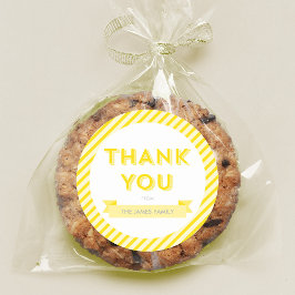 黄モダン色ストライプの赤ちゃんシャワーありがとう ラウンドシール